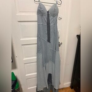 AKIRA Strapless Denim Patchwork Dress